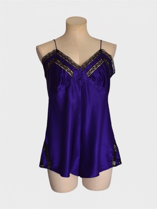 Victoria's Secret Other - Victorias Secret Vintage 80s Satin Lace Appliqué Teddy Lingerie Romper